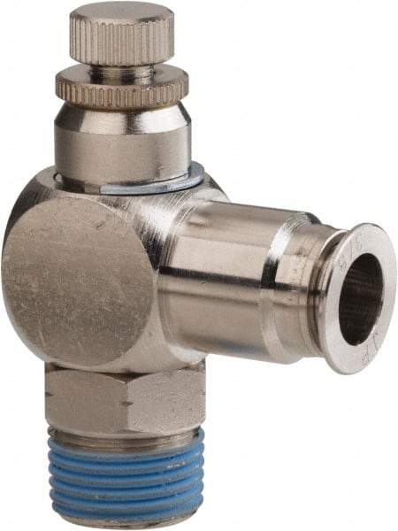 PRO-SOURCE - 3/8" Male NPT x 3/8" Tube OD Tamper Resistant Valve - 0 to 113.76 psi & Nickel Plated Brass Material - Exact Tooling