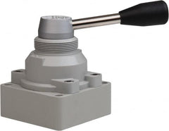 Value Collection - 1/2" NPT Manual Mechanical Valve - 4-Way, 2 Position, Bottom Ported, 0.976 CV Rate & 127.98 Max psi - Exact Tooling