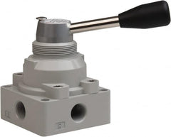Value Collection - 3/8" NPT Manual Mechanical Valve - 4-Way, 3 Position with L Cock Device, 0.976 CV Rate & 127.98 Max psi - Exact Tooling