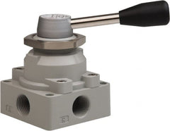Value Collection - 1/2" NPT Manual Mechanical Valve - 4-Way, 3 Position with I Panel Nut, 0.976 CV Rate & 127.98 Max psi - Exact Tooling