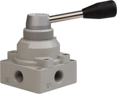 PRO-SOURCE - 3/8" NPT Manual Mechanical Valve - 4-Way, 3 Position, Lever, 0.98 CV Rate & 127.98 Max psi - Exact Tooling