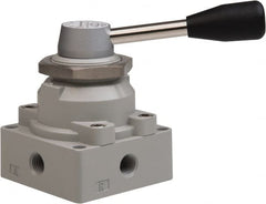 Value Collection - 1/4" NPT Manual Mechanical Valve - 4-Way, 3 Position with I Panel Nut, Lever, 0.98 CV Rate & 127.98 Max psi - Exact Tooling