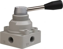 PRO-SOURCE - 3/8" NPT Manual Mechanical Valve - 4-Way, 2 Position, Lever, 0.98 CV Rate & 127.98 Max psi - Exact Tooling