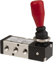 PRO-SOURCE - 1/8" NPT Manual Mechanical Valve - 5-Way, 2 Position, Lever/Spring, 0.98 CV Rate & 127.98 Max psi - Exact Tooling