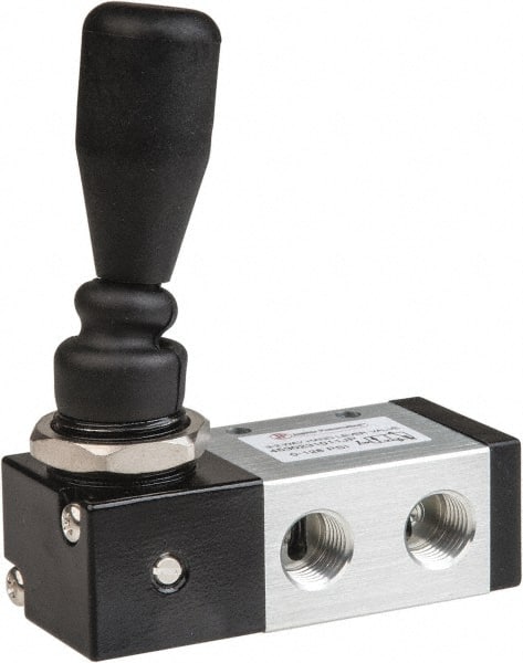 PRO-SOURCE - 1/4" NPT Manual Mechanical Valve - 3 Way, 2 Position, Lever/Detent, 0.98 CV Rate & 127.98 Max psi - Exact Tooling