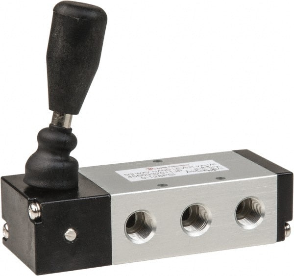 PRO-SOURCE - 1/4" NPT Manual Mechanical Valve - 5-Way, 3 Position, Lever/Detent, 0.98 CV Rate & 127.98 Max psi - Exact Tooling