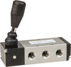 PRO-SOURCE - 1/4" NPT Manual Mechanical Valve - 5-Way, 3 Position, Lever/Detent, 0.98 CV Rate & 127.98 Max psi - Exact Tooling