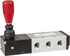 PRO-SOURCE - 1/4" NPT Manual Mechanical Valve - 5-Way, 3 Position, Lever/Spring, 0.98 CV Rate & 127.98 Max psi - Exact Tooling