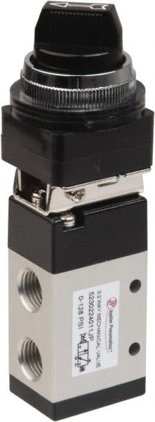 PRO-SOURCE - 1/4" NPT Mechanically Operated Air Valve - 3 Way, 2 Position, Selector/Manual, 0.98 CV Rate & 127.98 Max psi - Exact Tooling