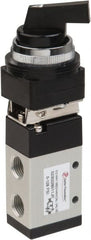 PRO-SOURCE - 1/4" NPT Mechanically Operated Air Valve - 3 Way, 2 Position, Long Selector/Manual, 0.98 CV Rate & 127.98 Max psi - Exact Tooling