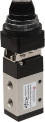 Value Collection - 1/8" NPT Mechanically Operated Air Valve - 3 Way, 2 Position, Selector/Manual, 0.76 CV Rate & 127.98 Max psi - Exact Tooling