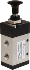 Value Collection - 1/8" NPT Mechanically Operated Air Valve - 3 Way, 2 Position, Push-Pull/Manual, 0.76 CV Rate & 127.98 Max psi - Exact Tooling