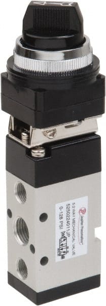 PRO-SOURCE - 1/4" NPT Mechanically Operated Air Valve - 5-Way, 2 Position, Selector/Manual, 0.98 CV Rate & 127.98 Max psi - Exact Tooling
