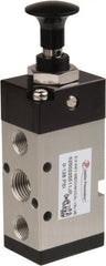 PRO-SOURCE - 1/4" NPT Mechanically Operated Air Valve - 5-Way, 2 Position, Push-Pull/Manual, 0.98 CV Rate & 127.98 Max psi - Exact Tooling