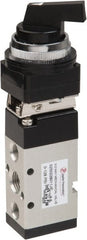 PRO-SOURCE - 1/4" NPT Mechanically Operated Air Valve - 5-Way, 2 Position, Long Selector/Manual, 0.98 CV Rate & 127.98 Max psi - Exact Tooling
