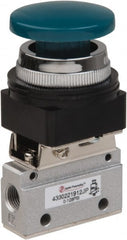 PRO-SOURCE - 1/8" NPT Mechanically Operated Air Valve - 3 Way, 2 Position, Palm Button/Spring, 0.1 CV Rate & 127.98 Max psi - Exact Tooling