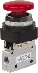 PRO-SOURCE - 1/8" NPT Mechanically Operated Air Valve - 3 Way, 2 Position, Palm Button/Spring, 0.1 CV Rate & 127.98 Max psi - Exact Tooling