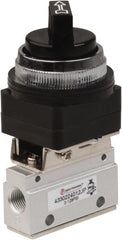 PRO-SOURCE - 1/8" NPT Mechanically Operated Air Valve - 3 Way, 2 Position, Selector/Manual, 0.1 CV Rate & 127.98 Max psi - Exact Tooling