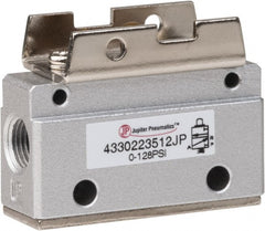 Value Collection - 1/8" NPT Mechanically Operated Air Valve - 3 Way, 2 Position, Cam Stem/Spring, 0.1 CV Rate & 127.98 Max psi - Exact Tooling