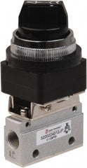 PRO-SOURCE - 1/8" NPT Mechanically Operated Air Valve - 2-Way, 2 Position, Selector/Manual, 0.1 CV Rate & 127.98 Max psi - Exact Tooling