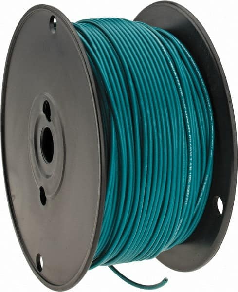 Made in USA - 18 AWG, 16 Strand, 500' OAL, Tinned Copper Hook Up Wire - Green PVC Jacket, 0.106" Diam - Exact Tooling