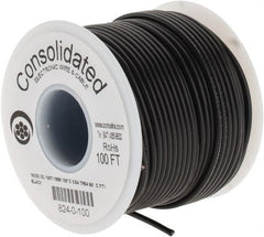 Made in USA - 16 AWG, 26 Strand, 100' OAL, Tinned Copper Hook Up Wire - Black PVC Jacket, 0.092" Diam - Exact Tooling