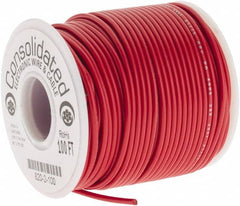 Made in USA - 20 AWG, 10 Strand, 100' OAL, Tinned Copper Hook Up Wire - Red PVC Jacket, 0.07" Diam - Exact Tooling