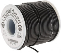 Made in USA - 20 AWG, 10 Strand, 100' OAL, Tinned Copper Hook Up Wire - Black PVC Jacket, 0.07" Diam - Exact Tooling