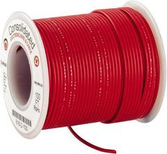 Made in USA - 22 AWG, 7 Strand, 100' OAL, Tinned Copper Hook Up Wire - Red PVC Jacket, 0.062" Diam - Exact Tooling