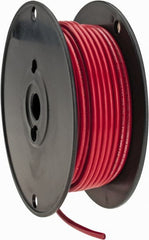 Made in USA - 10 AWG, 105 Strand, 100' OAL, Tinned Copper Hook Up Wire - Red PVC Jacket, 0.18" Diam - Exact Tooling