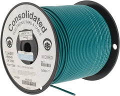 Made in USA - 12 AWG, 65 Strand, 500' OAL, Tinned Copper Hook Up Wire - Green PVC Jacket, 0.155" Diam - Exact Tooling
