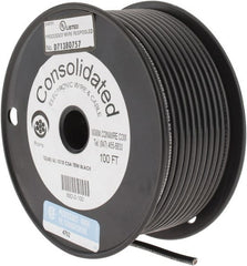 Made in USA - 12 AWG, 65 Strand, 100' OAL, Tinned Copper Hook Up Wire - Black PVC Jacket, 0.155" Diam - Exact Tooling