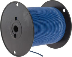 Made in USA - 14 AWG, 41 Strand, 500' OAL, Tinned Copper Hook Up Wire - Blue PVC Jacket, 0.136" Diam - Exact Tooling