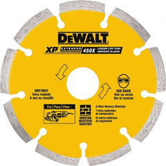 DeWALT - 5" Diam, 7/8" Arbor Hole Diam, Wet & Dry Cut Saw Blade - Diamond-Tipped, Standard Round Arbor - Exact Tooling