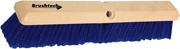 PRO-SOURCE - 18" General Purpose Polypropylene Push Broom - 3" Bristle Length, Plastic Block, Threaded Handle Connection, Handle Sold Separately - Exact Tooling
