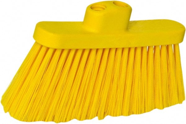 PRO-SOURCE - 10" Wide, Yellow Polypropylene Bristles, Angled Broom - Threaded Handle, 10 Inch Wide Broom, Yellow Bristles, Handle Sold Separately - Exact Tooling