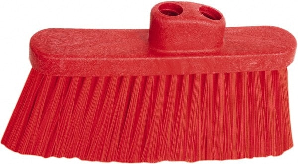 PRO-SOURCE - 10" Wide, Red Polypropylene Bristles, Angled Broom - Threaded Handle, 10 Inch Wide Broom, Red Bristles, Handle Sold Separately - Exact Tooling