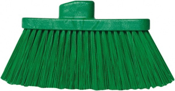 PRO-SOURCE - 10" Wide, Green Polypropylene Bristles, Angled Broom - Threaded Handle, 10 Inch Wide Broom, Green Bristles, Handle Sold Separately - Exact Tooling