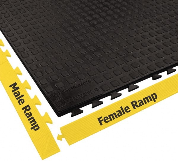 Wearwell - 3' Long x 1' Wide x 5/8" Thick, Anti-Fatigue Modular Matting Tiles - Male & Female, 4 Interlocking Sides, Black, For Dry Areas, Series 502 - Exact Tooling