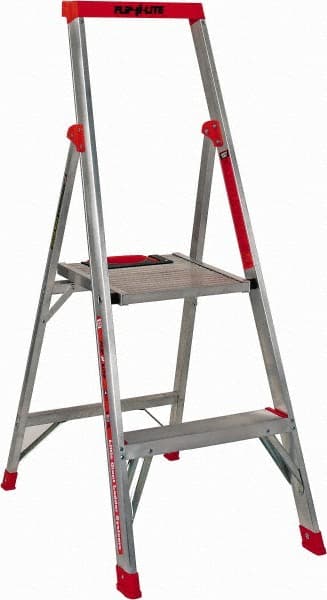 Little Giant Ladder - 2 Steps, 4' High, Type IA Rating, Aluminum Step Ladder - 300 Lb Capacity, 19" Base Width - Exact Tooling