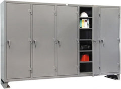 Strong Hold - 25 Shelf Locking Storage Cabinet - Steel, 122" Wide x 24" Deep x 78" High, Dark Gray - Exact Tooling