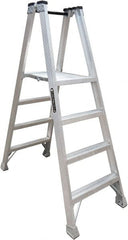 Louisville - 3 Steps, 4' High, Type IA Rating, Aluminum Platform Ladder - 300 Lb Capacity, 25-3/8" Base Width - Exact Tooling