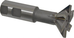 Made in USA - 2" Diam x 5/8" Width of Cut, 45° Included Angle, Carbide-Tipped Dovetail Cutter - 1" Shank Diam, 4-1/4" Overall Length, 0.02" Corner Radius, Weldon Flat, Uncoated - Exact Tooling