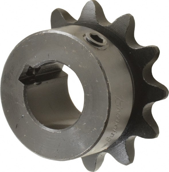Browning - 12 Teeth, 3/8" Chain Pitch, Chain Size 35, Finished Bore Sprocket - 5/8" Bore Diam, 1.449" Pitch Diam, 1.63" Outside Diam - Exact Tooling
