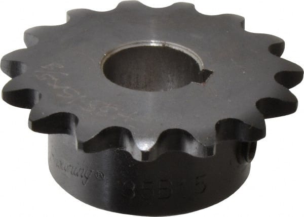 Browning - 15 Teeth, 3/8" Chain Pitch, Chain Size 35, Finished Bore Sprocket - 5/8" Bore Diam, 1.804" Pitch Diam, 1.99" Outside Diam - Exact Tooling