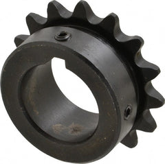 Browning - 15 Teeth, 3/8" Chain Pitch, Chain Size 35, Finished Bore Sprocket - 1" Bore Diam, 1.804" Pitch Diam, 1.99" Outside Diam - Exact Tooling