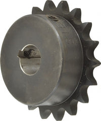 Browning - 18 Teeth, 1/2" Chain Pitch, Chain Size 40, Finished Bore Sprocket - 3/4" Bore Diam, 2.879" Pitch Diam, 3.14" Outside Diam - Exact Tooling