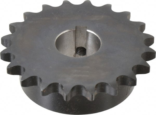 Browning - 20 Teeth, 1/2" Chain Pitch, Chain Size 40, Finished Bore Sprocket - 1" Bore Diam, 3.196" Pitch Diam, 3.45" Outside Diam - Exact Tooling