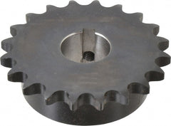 Browning - 20 Teeth, 1/2" Chain Pitch, Chain Size 40, Finished Bore Sprocket - 1" Bore Diam, 3.196" Pitch Diam, 3.45" Outside Diam - Exact Tooling