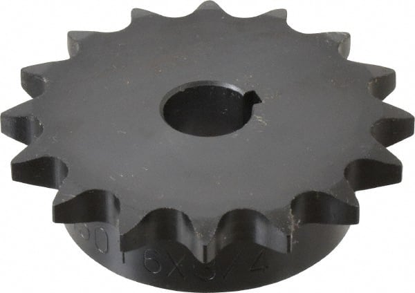 Browning - 16 Teeth, 5/8" Chain Pitch, Chain Size 50, Finished Bore Sprocket - 3/4" Bore Diam, 3.204" Pitch Diam, 3.52" Outside Diam - Exact Tooling